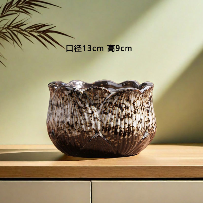 Qunseng maceta de flores de cerámica doméstica maceta de cerámica gruesa de gran calibre maceta de cerámica verde bandeja de flores al por mayor de precios especiales