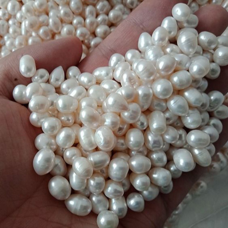 Pearl wholesale perforation freshwater Loose bead Weigh 6-7mm Loose band hole diy Jewelry Amazon