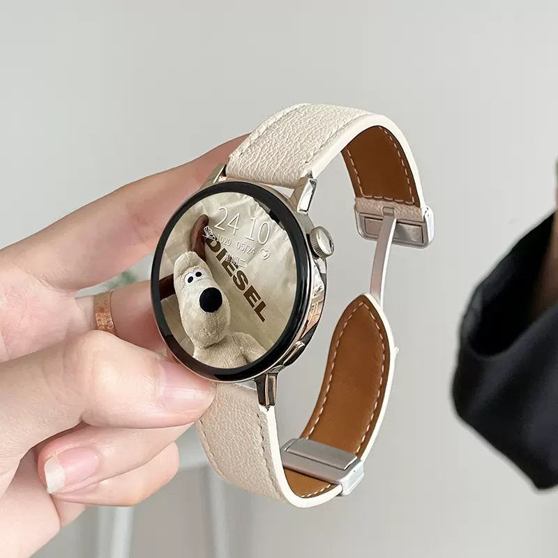 适用华为gt4表带新款gt5真皮质磁吸gt3皮watch3pro/4pro表带gt2e