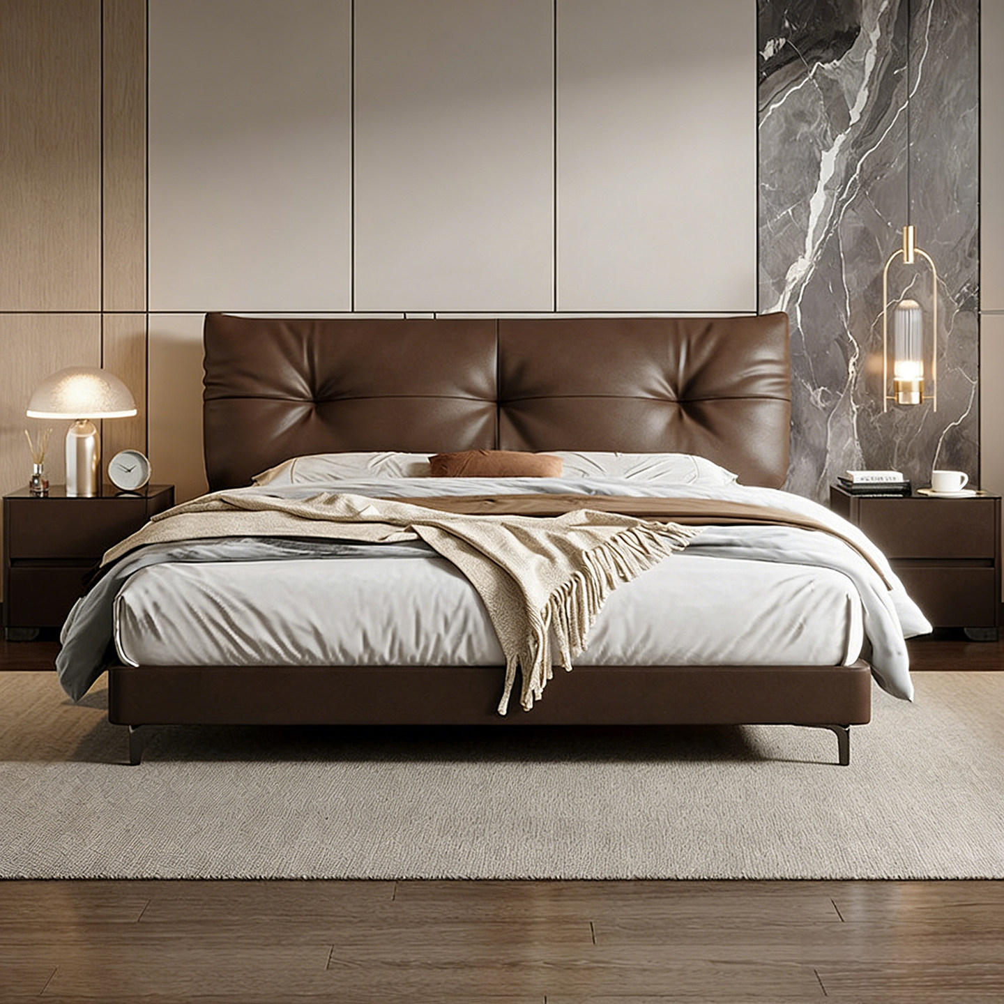 Cama de cuero minimalista, cama principal de 1.8m, cama de matrimonio 2026 nueva cama de envoltura suave simple, cama de cuero de exportación transfronteriza