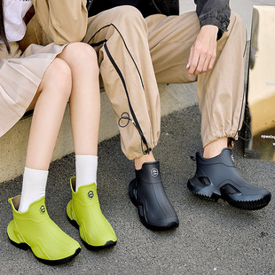 Cross-border new rain boots men's and women's fashion water shoes short rain boots non-slip water shoes couples fleece-lined low rubber shoes wholesale