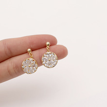 韩国东大门代购同款耳环女气质淑女雪花微镶锆石耳环简约百搭耳饰