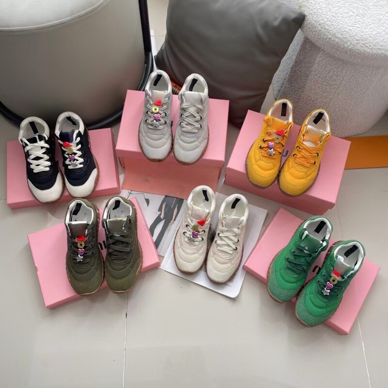 Miu's New Round-Toe Sneakers Lace-Up Women's Casual Moral Training Forrest Gump Shoes 2025 Shoes New Spring Comfortable Retro Style