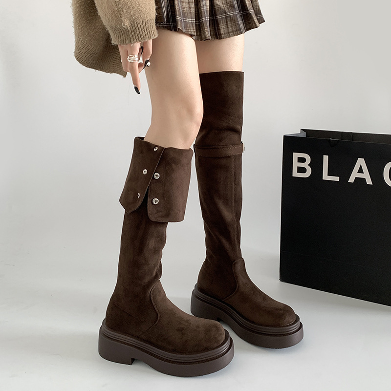 时尚气质小个子过膝厚底靴子女长筒靴2024新款夏季显瘦高筒骑士靴