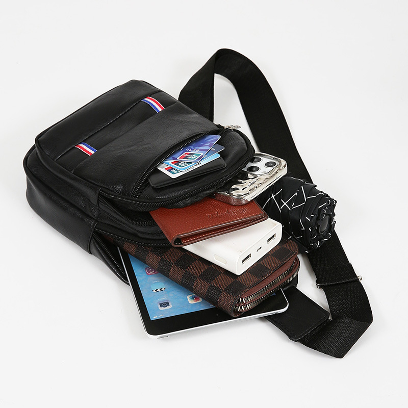 Nueva moda de hombre PU bolso de pecho de cuero suave simple bolso de hombro bolso de mochila de negocios casuales bolso de pecho de hombre de bicicleta