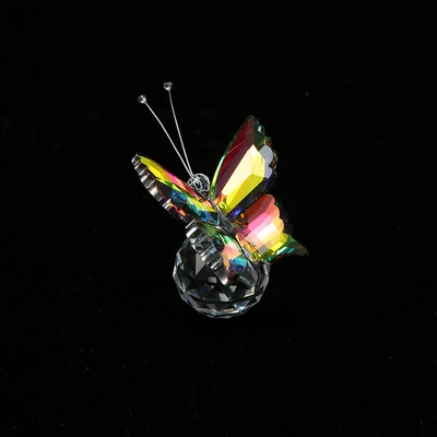 Luxury Crystal Butterfly Desktop Ornament, Iridescent Gradient Faceted Crystal Ball for Car and Home Decoration, Birthday Gift (Car ornaments) - dazzling-ab-color-crystal-butterfly-ornament