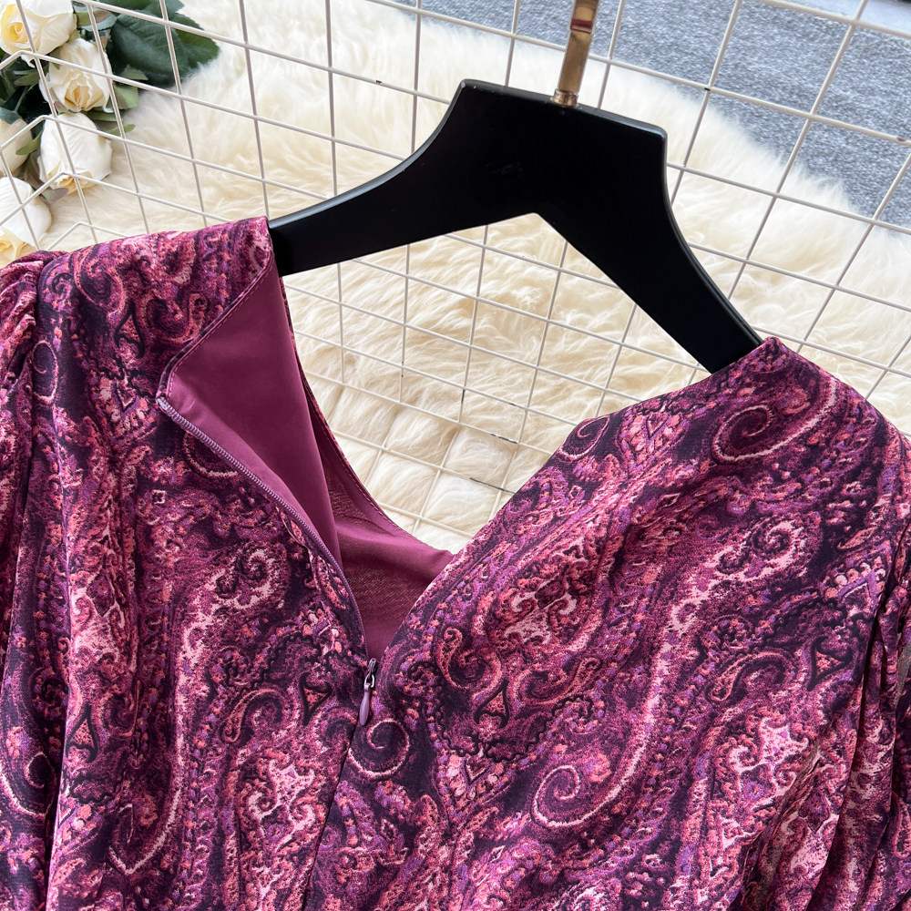 Women's French Style Loose Fitting Dress with Long Sleeves Tie Waist A-Line Long Skirt Slimming Elegant Spring Autumn Dress_ecoleips.com