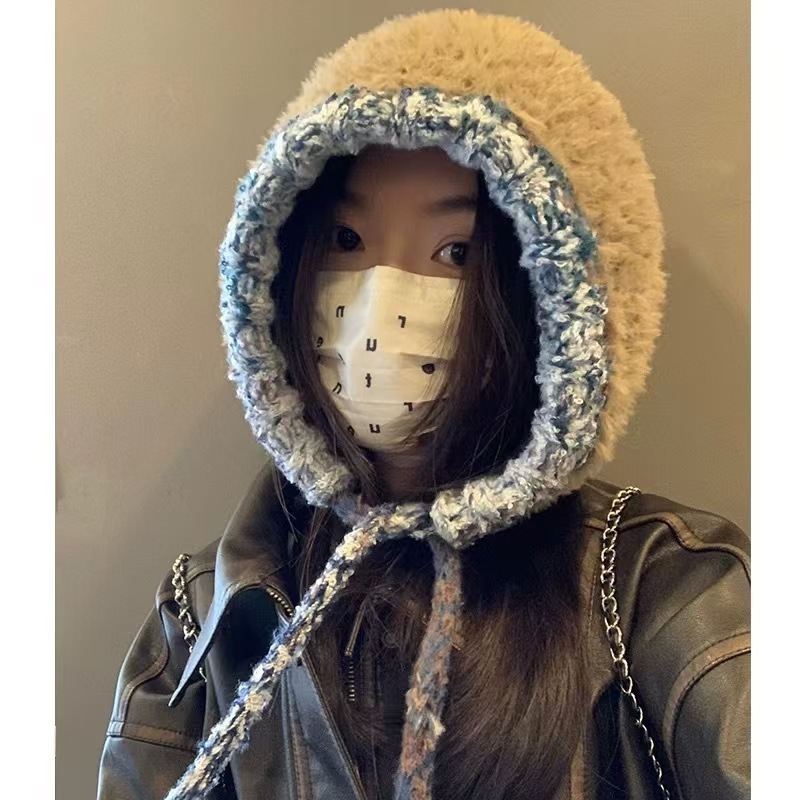 手工钩织毛线帽子女2025新款冬毛茸茸保暖显脸小针织帽筒子渔夫帽|undefined