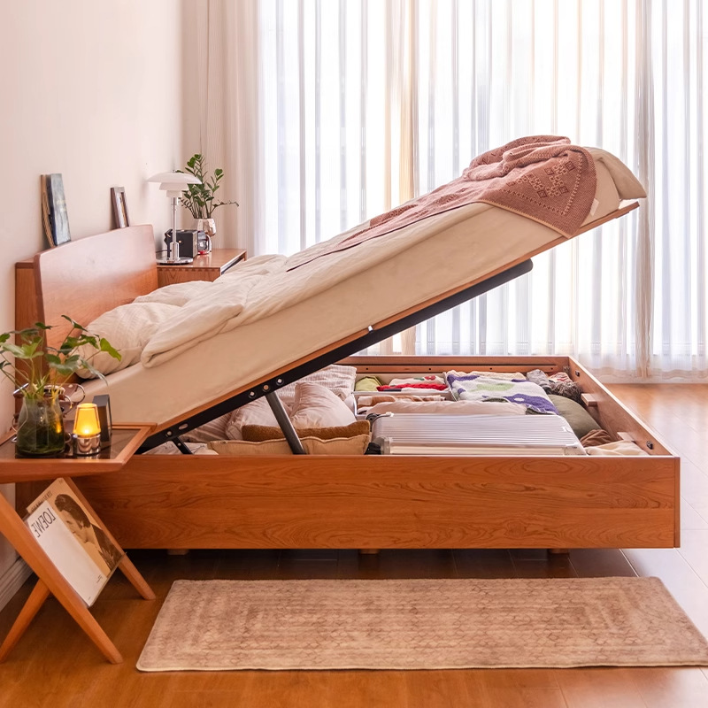 Euler Kangaroo Suspension Box Bed Cherry Wood Solid Wood High Bed Box Bed Home Off-The-Ground Storage Bed High Box Bed