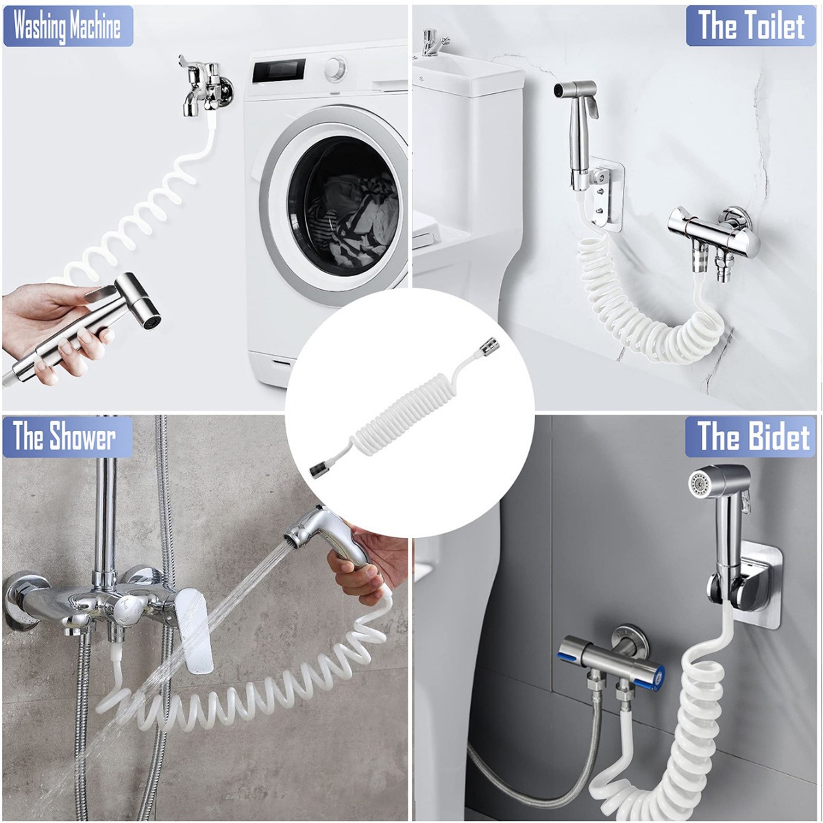 Fabricante transfronterizo compañero baño baño ducha retráctil resorte manguera pistola rociadora especial agua fría y caliente línea telefónica