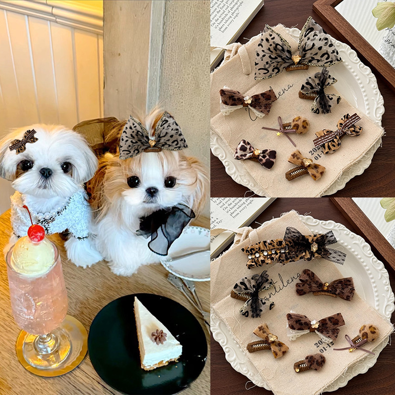 オリジナルペットヘアクリップ立体bbクリップ蝶結び髪飾りヨークシャーマルジスビークマ頭飾り犬クリップ|undefined