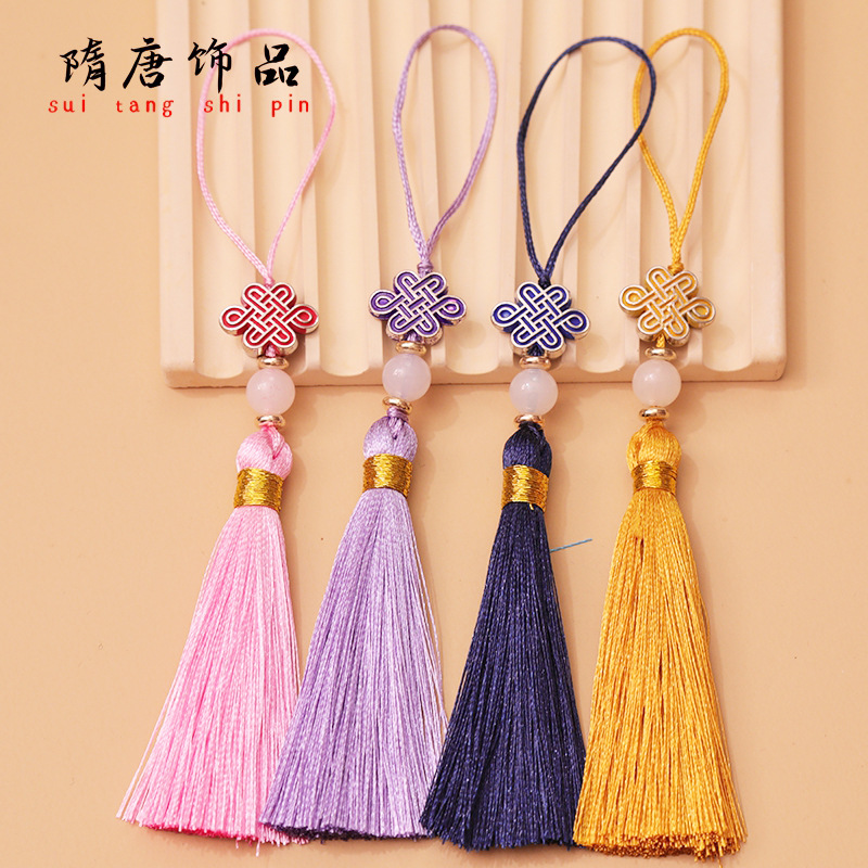 Sui and Tang in stock 7cm Small Chinese Knot Tassel Hanging Spike Tassel Antique Bookmark Pendant U Disk Chinese Knot Pendant