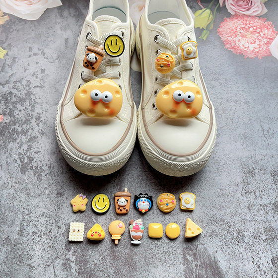 Cyber Celebrant Cheese Shoelace Buckle Upper Decorative Buckle Diy sneaker Board Shoes Accessories Detachable Canvas Shoelace Buckle