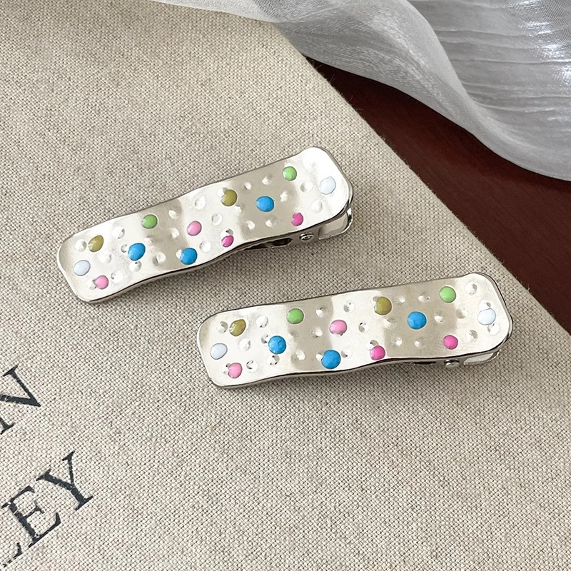 Punto de color goteo de aceite de plata clip de cabello de metal para mujeres nuevo clip lateral de goteo de agua clip de cabello de cabeza clip de cabello frente joyería clip de frangeo