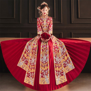Xiuhe Dress Bride 2024 New Wedding Chinese Style Dress Wedding Dress Show Kimono Slim Fit Dragon and Phoenix Gown Big Five Blesse