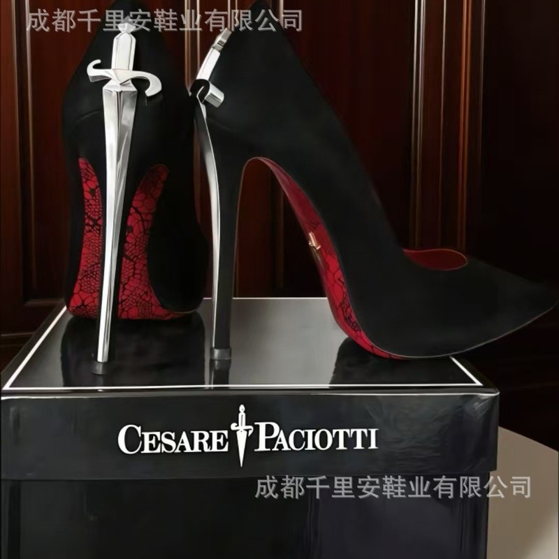 欧美大码真皮高级感走秀款通勤职业高跟鞋女细跟浅口尖头宝剑单鞋|undefined