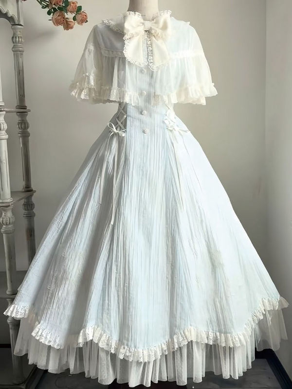 水色风铃梦lolita连衣裙 温柔蝴蝶结甜美可爱蓬蓬蛋糕裙子小个子|undefined