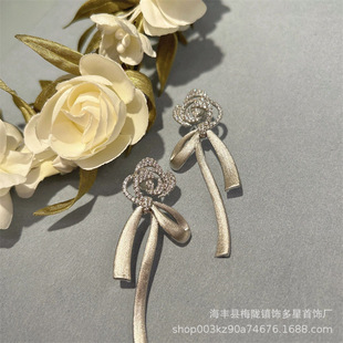 Where Rose Streamer Earrings Ear Studs Light Luxury Women's Valentine's Day Manufacturers Dropshipping