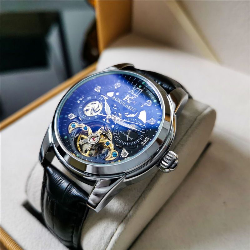 Men's Mechanical Skeleton Watch Automatic Tourbillon Business Gold_voghion.com