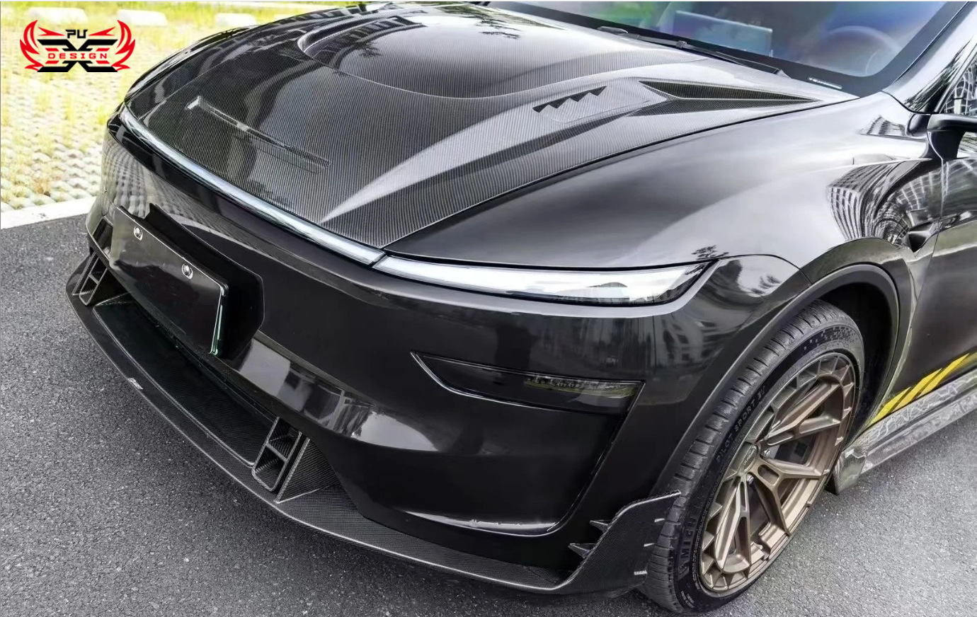 Suitable for Tesla Model Y modified CMS new version front lip, front bumper, front spoiler, carbon fiber spoiler