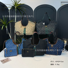 GU牛仔购物袋手提包超大容量耐用高版本顶级质量出口跨境单肩挎包