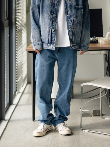 TRS Men's Wear| 25 fixed Japanese street trend retro wash cleanfit straight men's jeans for men