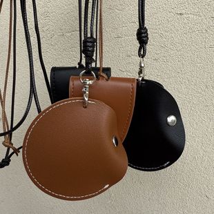 Leather Hanging Neck Magnetic Sunglasses Clip Long Necklace Women's Travel Convenient Storage Lanyard Headphone Bag Woolen Chain Accessories