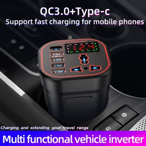 Avtomobil İnverteri 12V/24V-dən 220V-ə, çoxfunksiyalı avtomobil şarj cihazı.