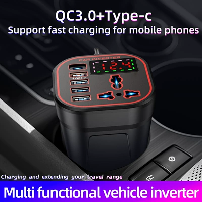 Avtomobil İnverteri 12V/24V-dən 220V-ə, çoxfunksiyalı avtomobil şarj cihazı.