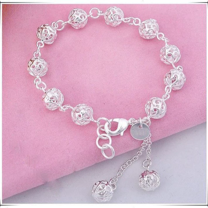 Silver Bracelet, Korean Style, Lobster Clasp, Silver‑Plated Copper, 0.03 kg