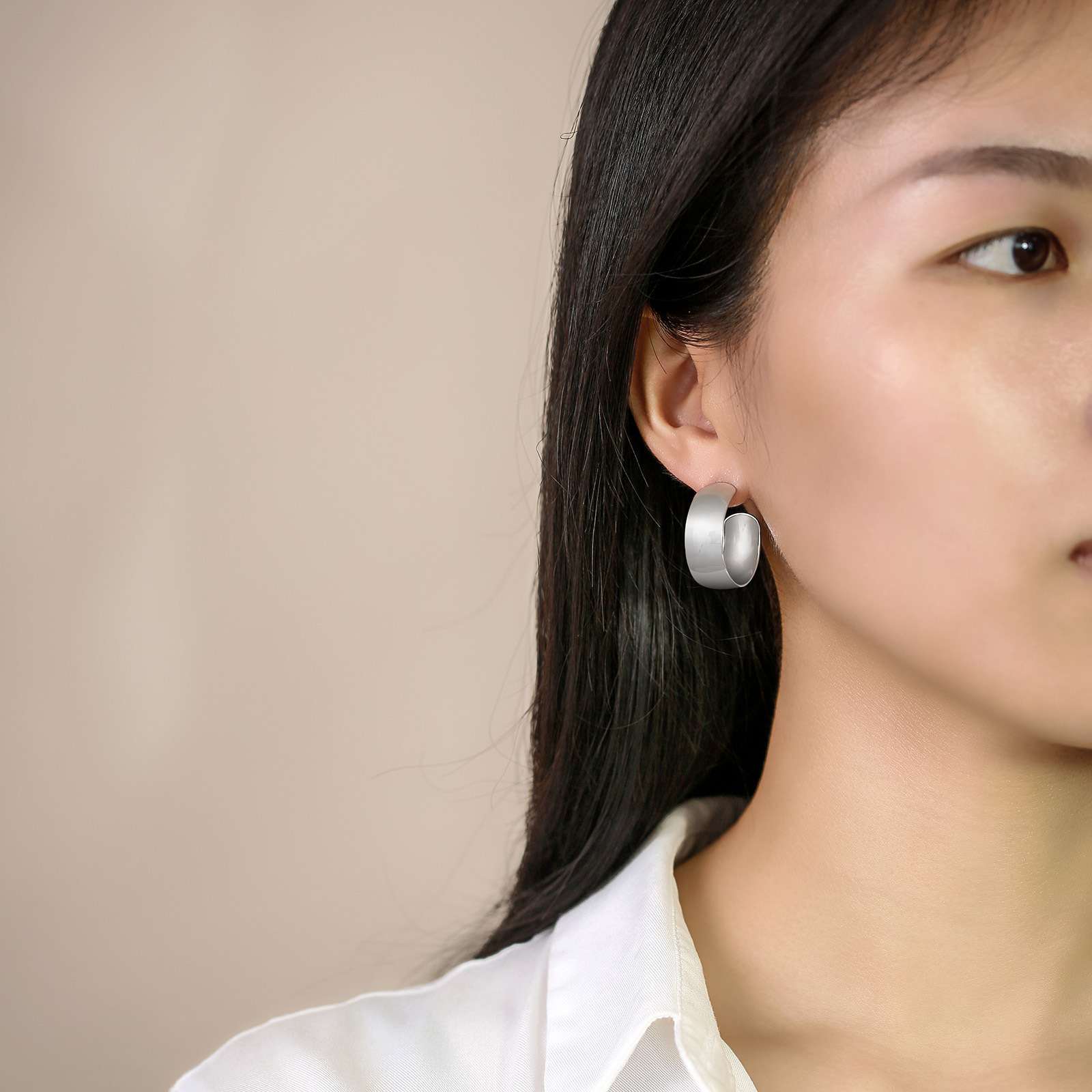 Simple Style C Shape Stainless Steel Ear Studs Plating Stainless Steel Earrings 1 Pair