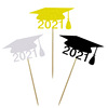 10PCS 2021 Doctoral Hat Graduation Responses Piece Party Flashing Flag Simulation Cake Prop