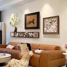 中古风客厅装饰画2025新款仿真绿植沙发背景墙挂画寓意好创意墙画