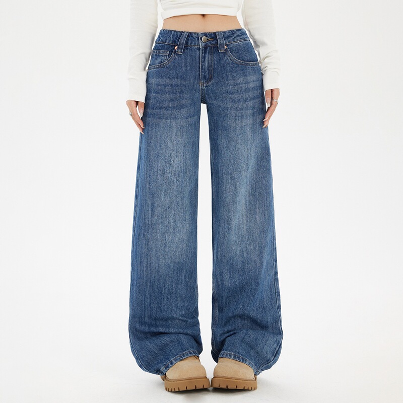 American Retro Low-Waist Loose Wide-Leg Pants, Versatile for Spring and Summer, Straight-Leg Jeans, Slimming Jeans for Women, New Versatile Style American Retro Low-Waist Loose Wide-Leg Pants, Versatile for Spring and Summer, Straight-Leg Jeans, Slimming Jeans for Women, New Versatile Style
