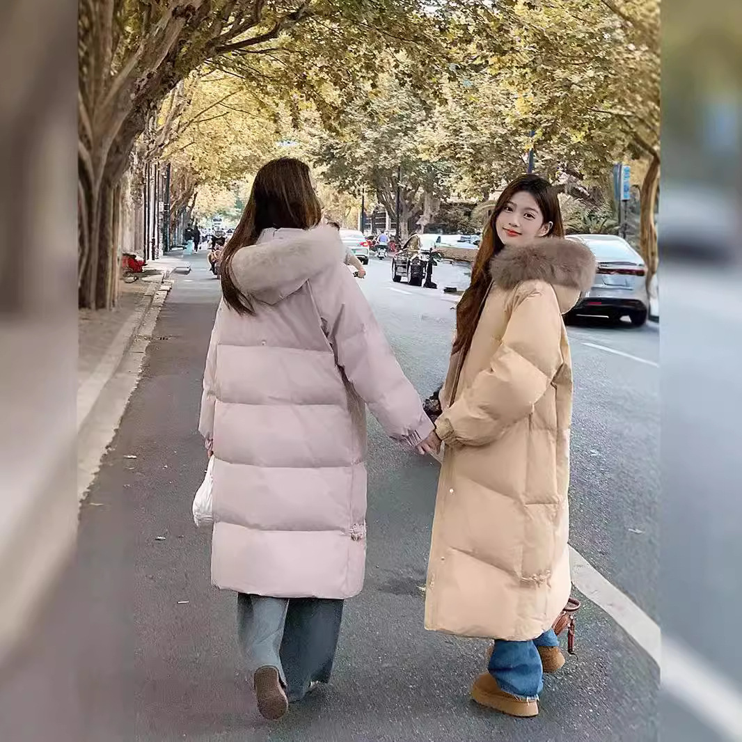 Nuestro abrigo de algodón de pluma en 2024 cuello largo sobre la rodilla estilo nacional engrosado chaqueta de algodón de moda de invierno abrigo