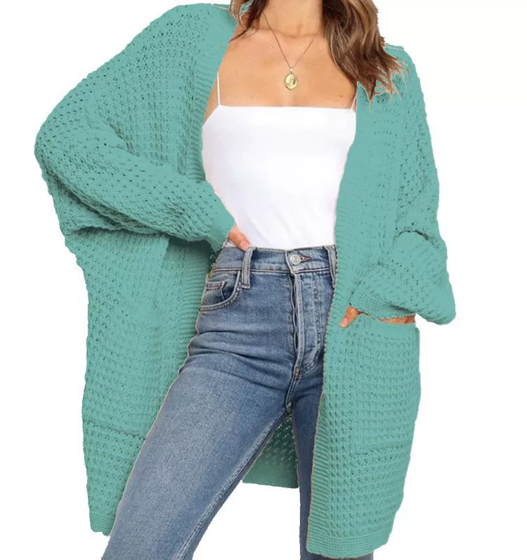 Вязаный кардиган, длинный свитер-куртка, Oversized европейский стиль, плюс размеры S–XXXL