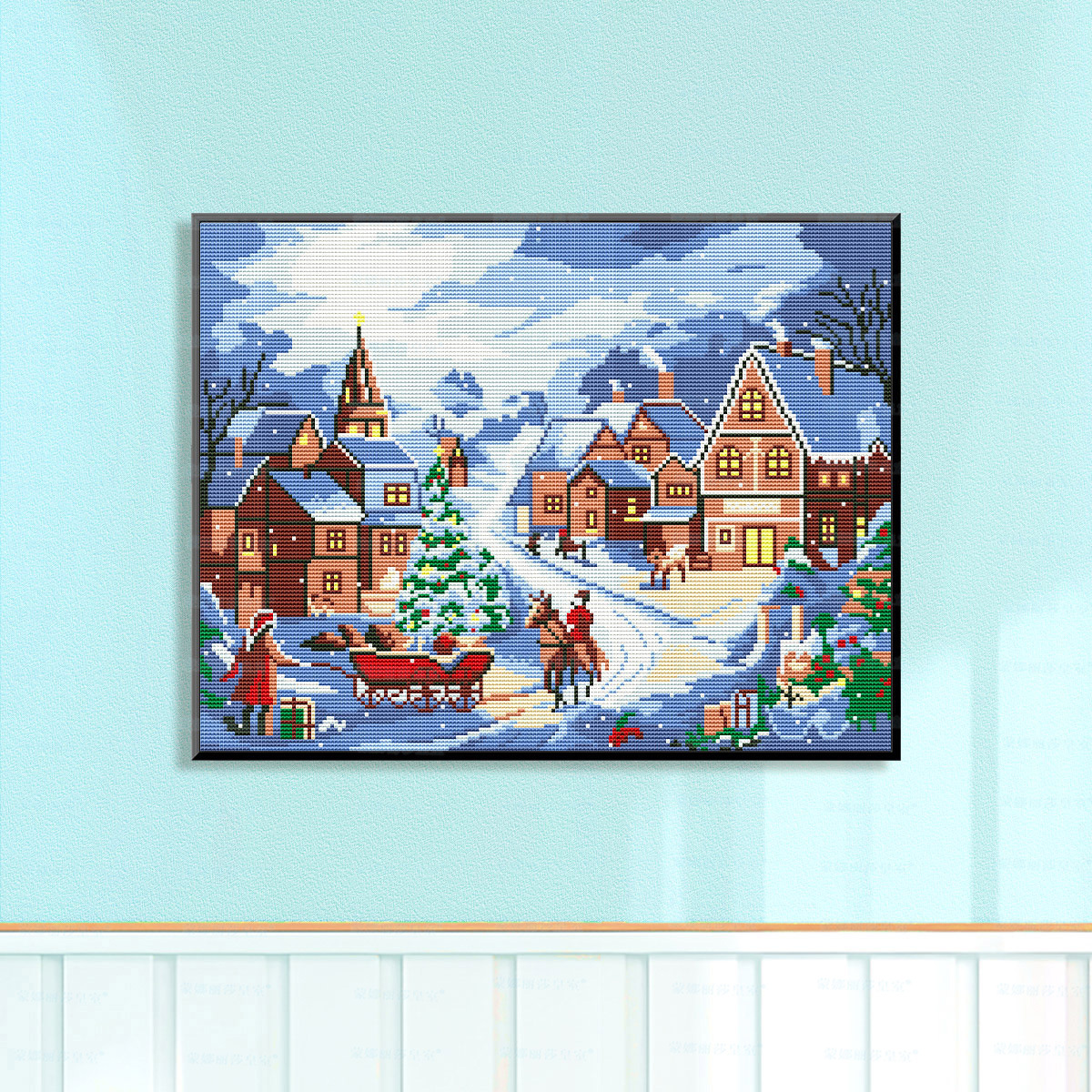 Mona Lisa Real bordado cruzado Nieve nuevo paisaje moderno pequeño estilo arquitectura europea hermoso bordado a mano soñado image 2