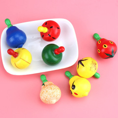 Wooden colorful fruit top, small hand spinning small top, traditional nostalgic children's wooden educational stall toy