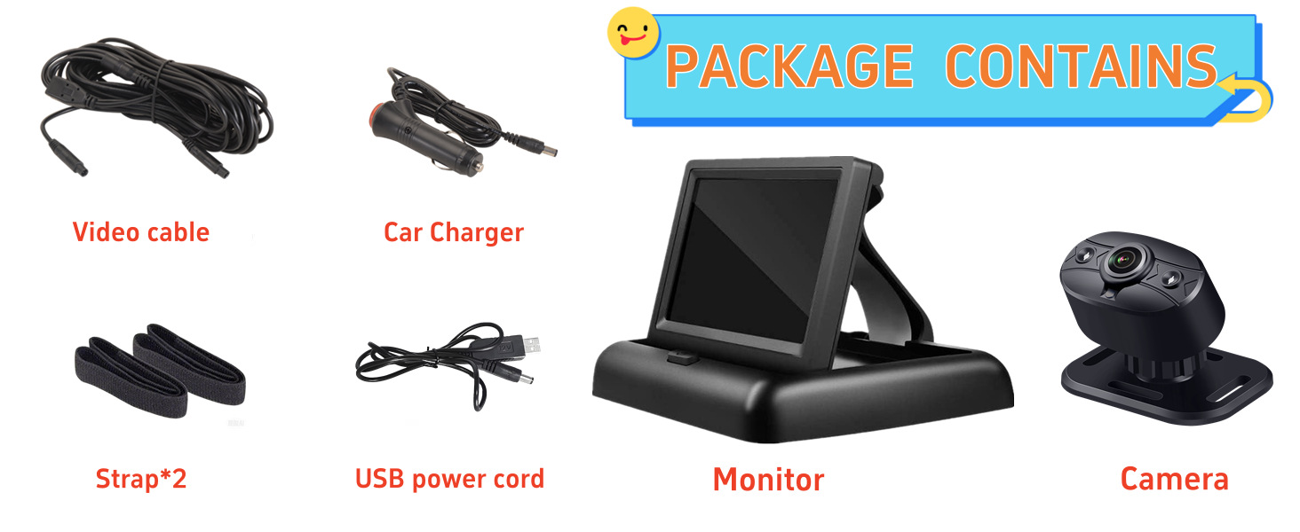 Cross-Border New Product 4.3inch Car Baby Monitor Hd Camera with Rear Pull Car Baby Monitoring and Care