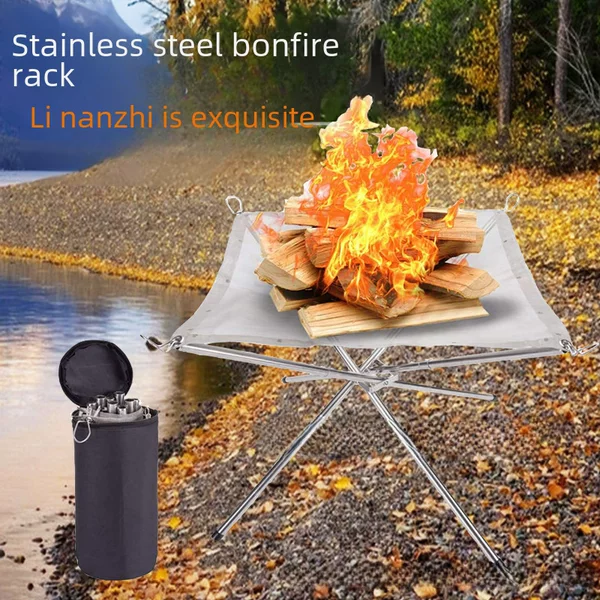 Portable Fire Pit folding bonfire rack equipment outdoor camping burning rack barbecue folding wood stove