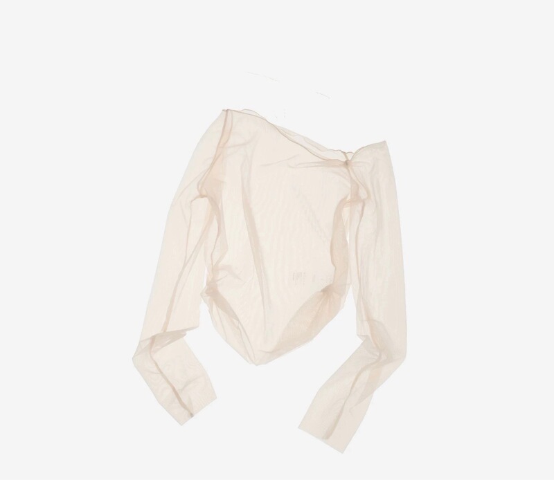 Asymmetrical Off-Shoulder Sheer Mesh Ballet Modern Dance Yoga Soft Long-Sleeve Cover-Up Top and Skirt