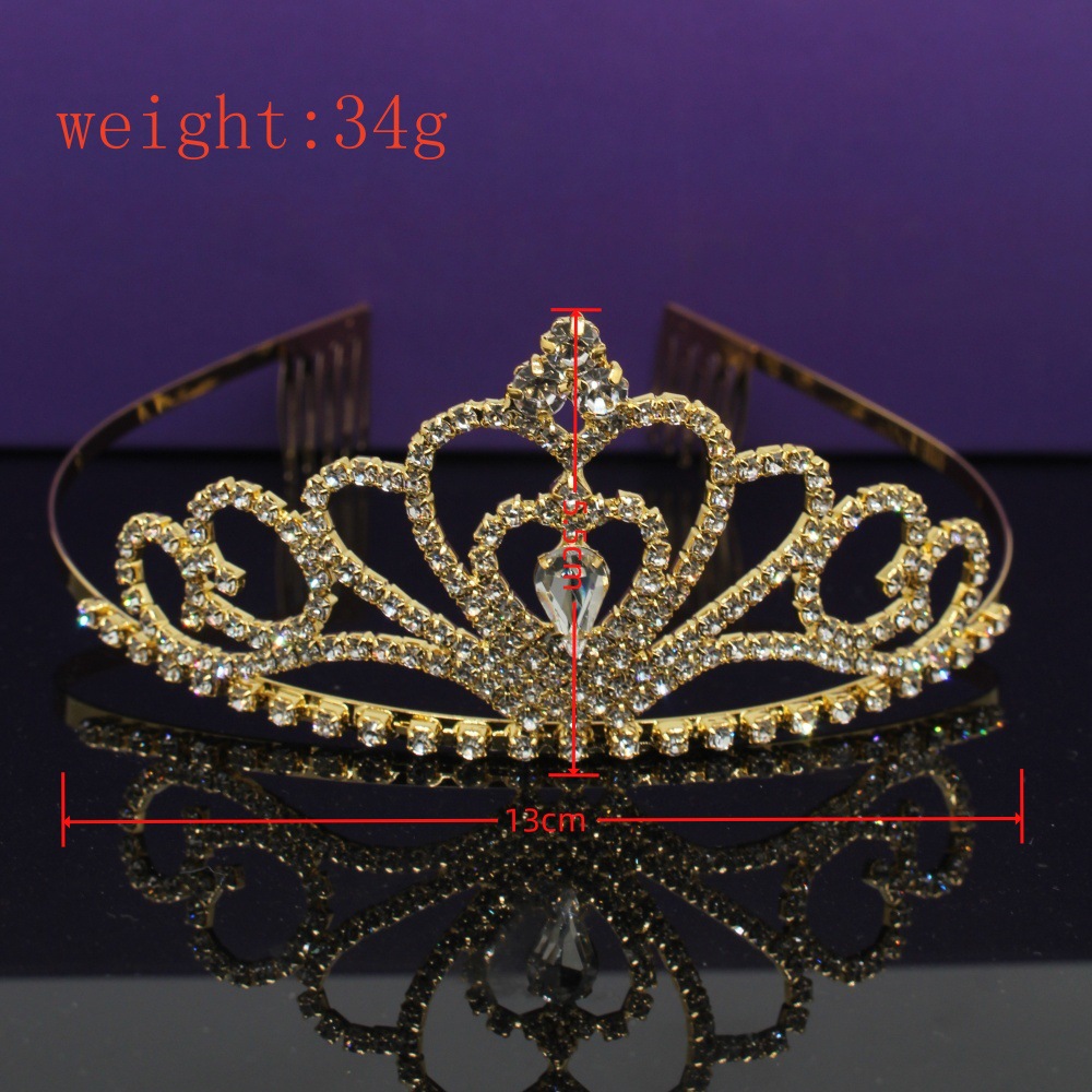 Vestido de novia con corona de diamantes de imitación vestido de novia fiesta de cumpleaños antideslizante atmosférico peine para el cabello joyería nueva diadema al por mayor