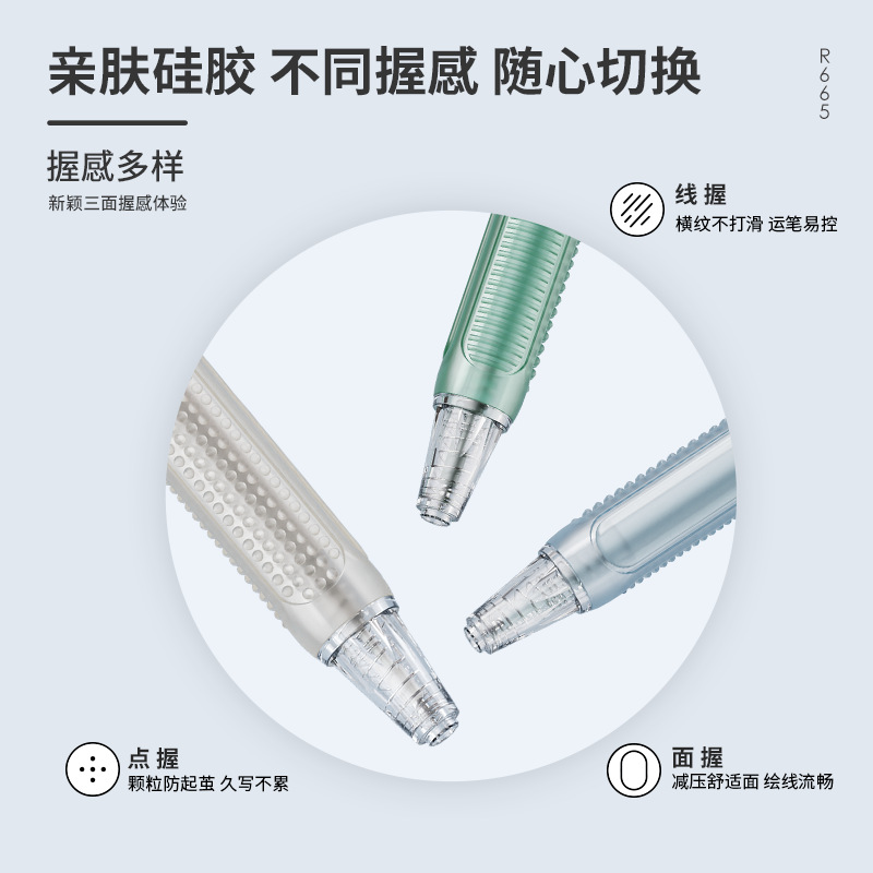 (2개) LEVITRA R665 3면 그립 혁신적인 포인트, 라인 및 표면 3겹 그립 ST 펜촉 3배 속도 질의응답 모드 오픈