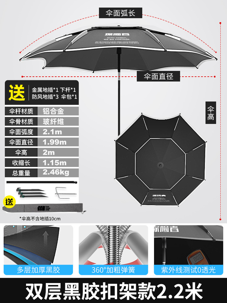 해외직구 파라솔/ 【두꺼운 비닐 버클 우산】블랙 2.2m