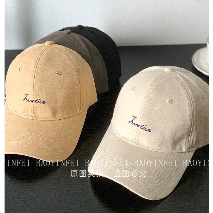 Caqui letras bordadas sombrero de béisbol mujer coreana cara gorra de lengua de pato amplio borde de sombrero de cabeza grande gorra de moda