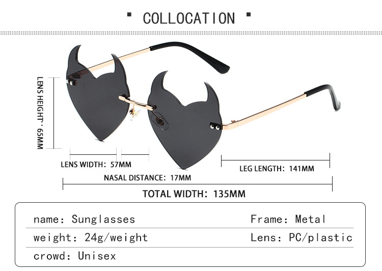 Men's Sunglasses Little Devil Frameless Sunglasses Funny Catwalk Style Unisex Cartoon Cute Metal Glasses_voghion.com