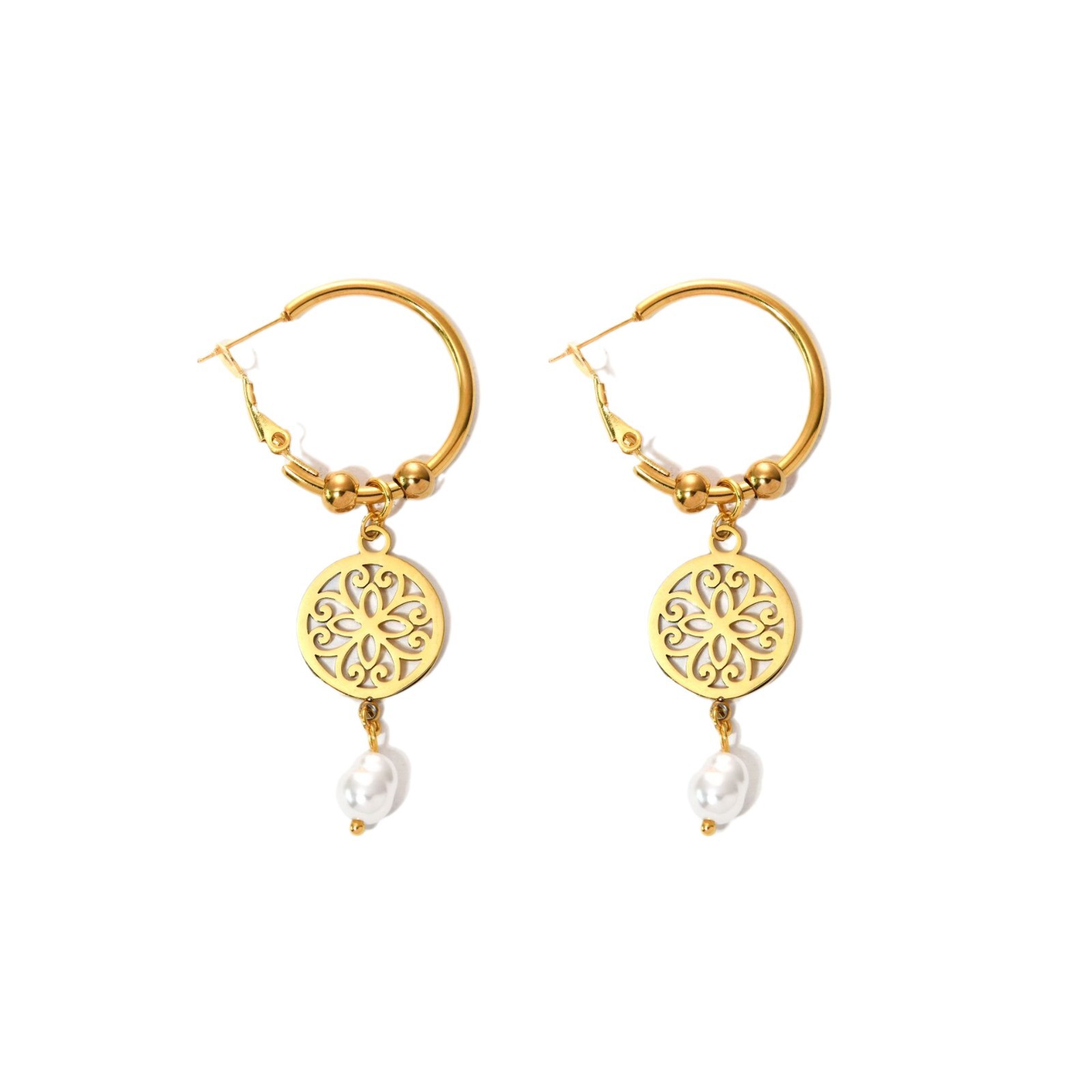 geometric creative design fashionable earrings pearl