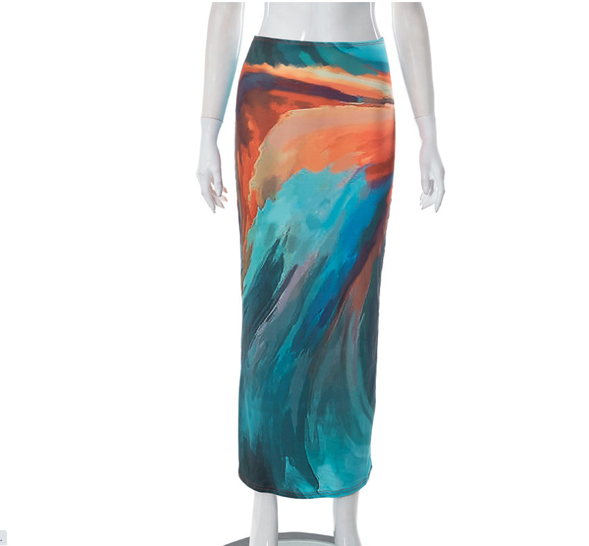 119g Weight Maxi Long Dress Dress Length Type Hip skirt Dresses Type Spandex, Polyester, Milk Silk Printing Fabric Type High Waist Waist Line High Elasticity Elasticity Daily Occasion Painted Function Slim Fit Type Geometric Pattern Spring, Autumn Season Women's Gender wind, Streetwear Style Women's Summer New Casual Painted Print Bare Midriff Slim Fit Sheath Long Skirt 15