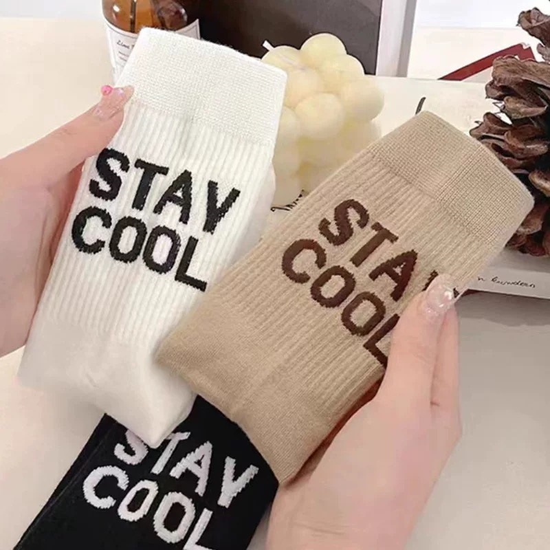 New socks women's socks spring and autumn sports leisure women's tide socks net red letters long tube women's socks wholesale