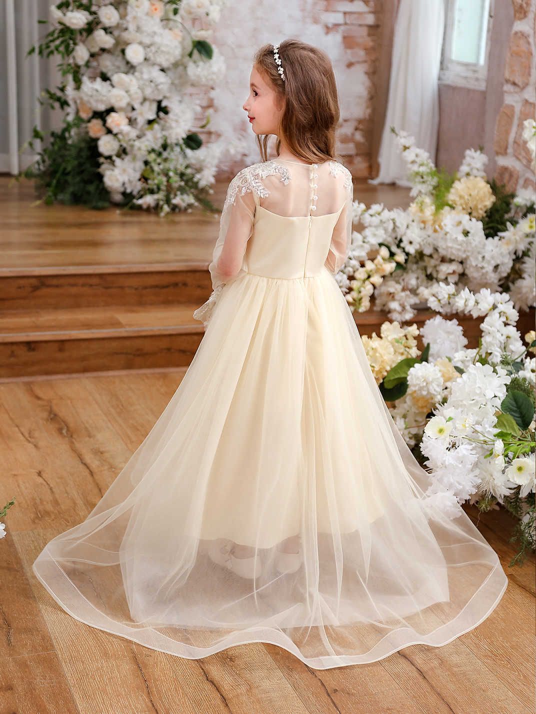 Vestidos para niños 2025 nuevo vestido de princesa para niñas dulce estilo occidental niña esponjosa traje de piano para niñas